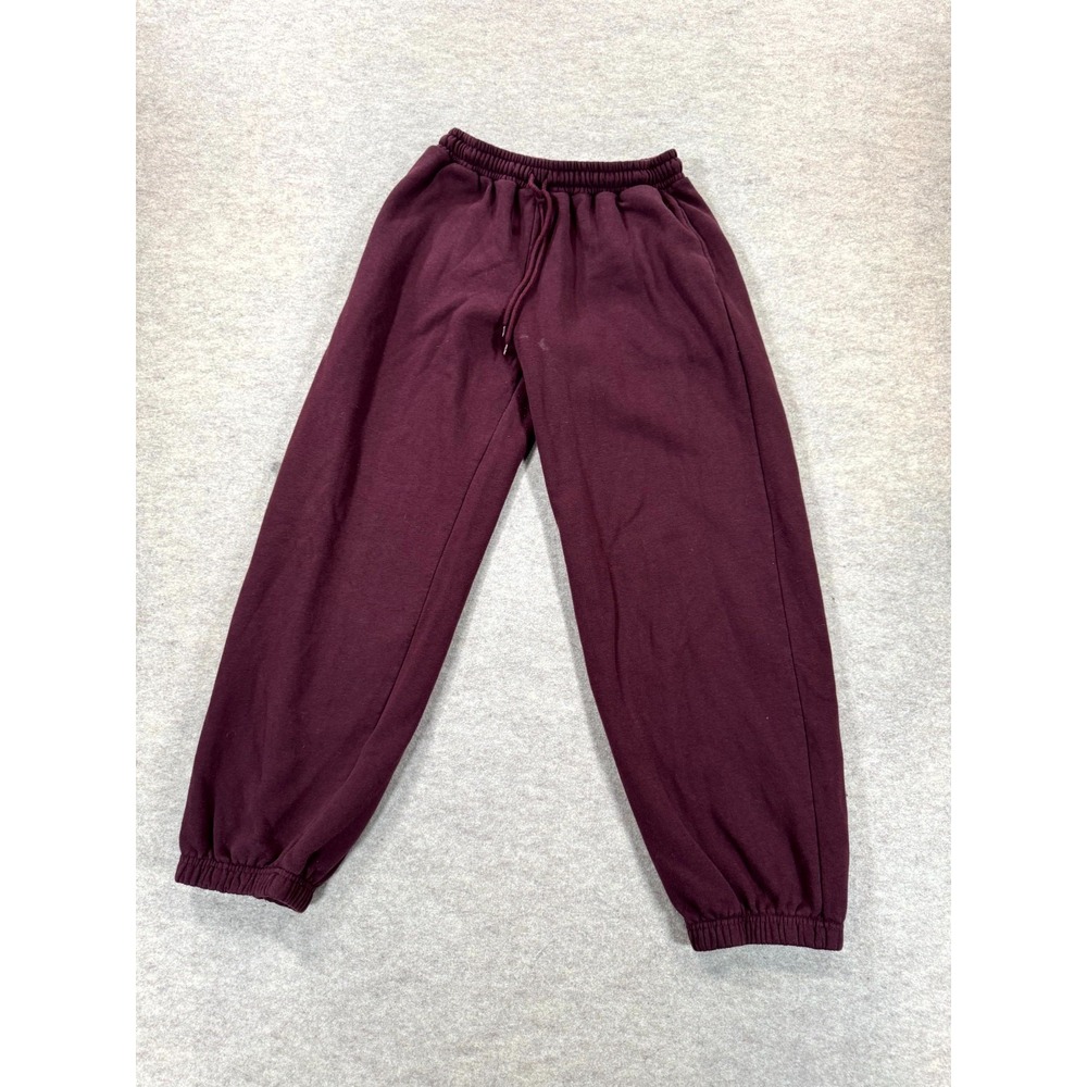 Chrome Riot Sweatpants Womens S Maroon Cotton High Rise Tapered Leg Drawstring